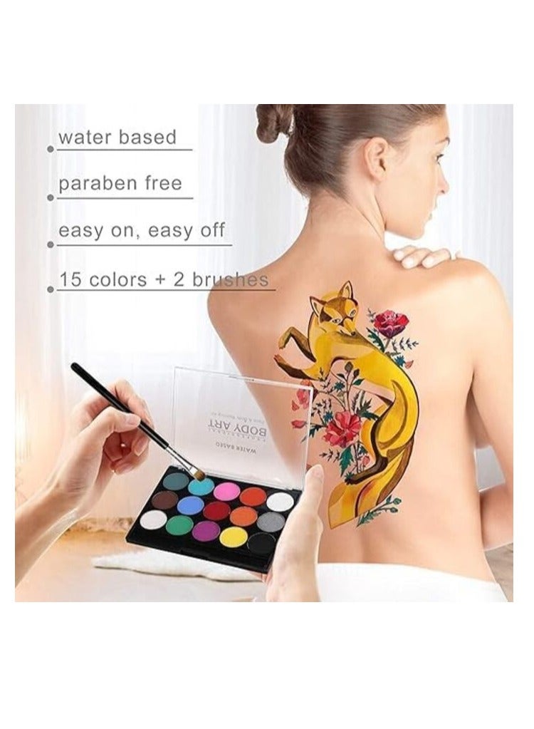 Meetion Kids Face Paint Kit-15 Colours Non-Toxic Professional Face Paint Palette Washable Safe Facepainting for Halloween Party, Body Painting Face Paint Set for Adults Children - Image 5