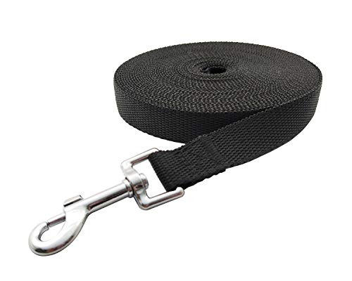 MANDAO Nylon Training Dog Leash for Small Medium Large Dogs, 15ft 20ft 30ft 50ft Long Leash Dog/Puppy Lead for Obedience Recall Training, Camping (1" x 50ft, Black) - Image 3
