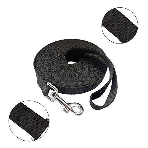 MANDAO Nylon Training Dog Leash for Small Medium Large Dogs, 15ft 20ft 30ft 50ft Long Leash Dog/Puppy Lead for Obedience Recall Training, Camping (1" x 50ft, Black) - Image 2