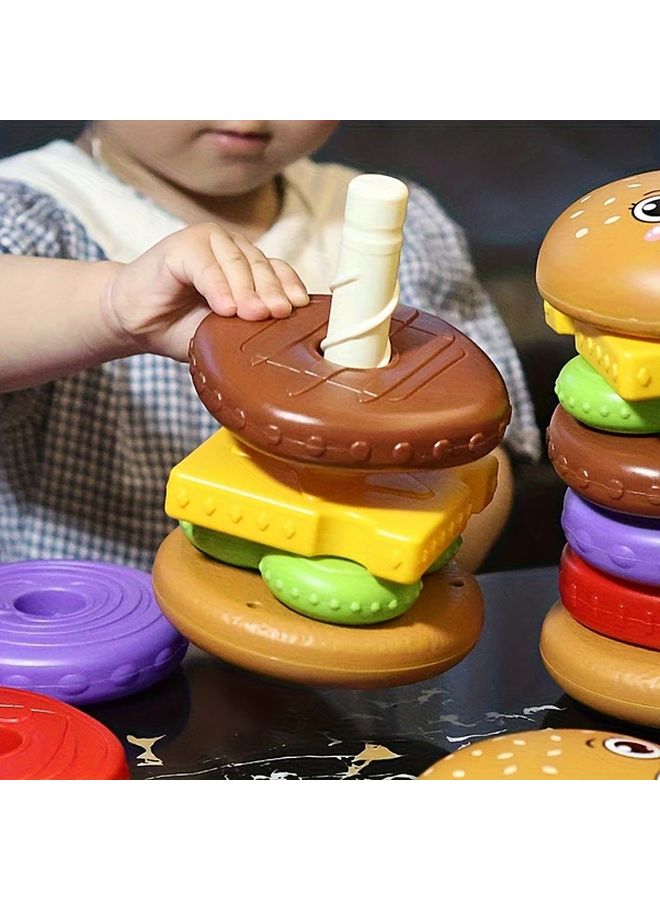 Burger Tower Stacking Puzzle Educational Toy For Toddlers Hand Eye Coordination - Image 4