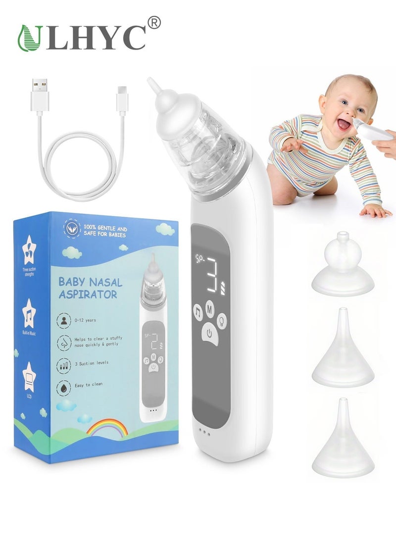 ULHYC Upgraded Electric Baby Nasal Aspirator – Large Flow, 3 Suction Levels, Rechargeable, Soft Silicone Tip, Soothing Music & Lights for Infants & Toddlers - Image 1
