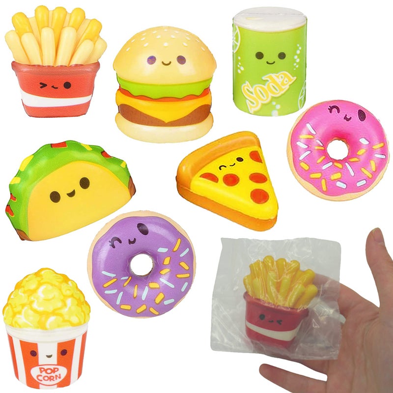 4E's Novelty Fast Food Squishy Toys for Kids Bulk - Slow Rising (Individually Wrapped) Small Foam Squishies 1.5-2.25" - Valentines Day Gifts for Kids Classroom Birthday Party Favors - Pack of 24 - Image 1