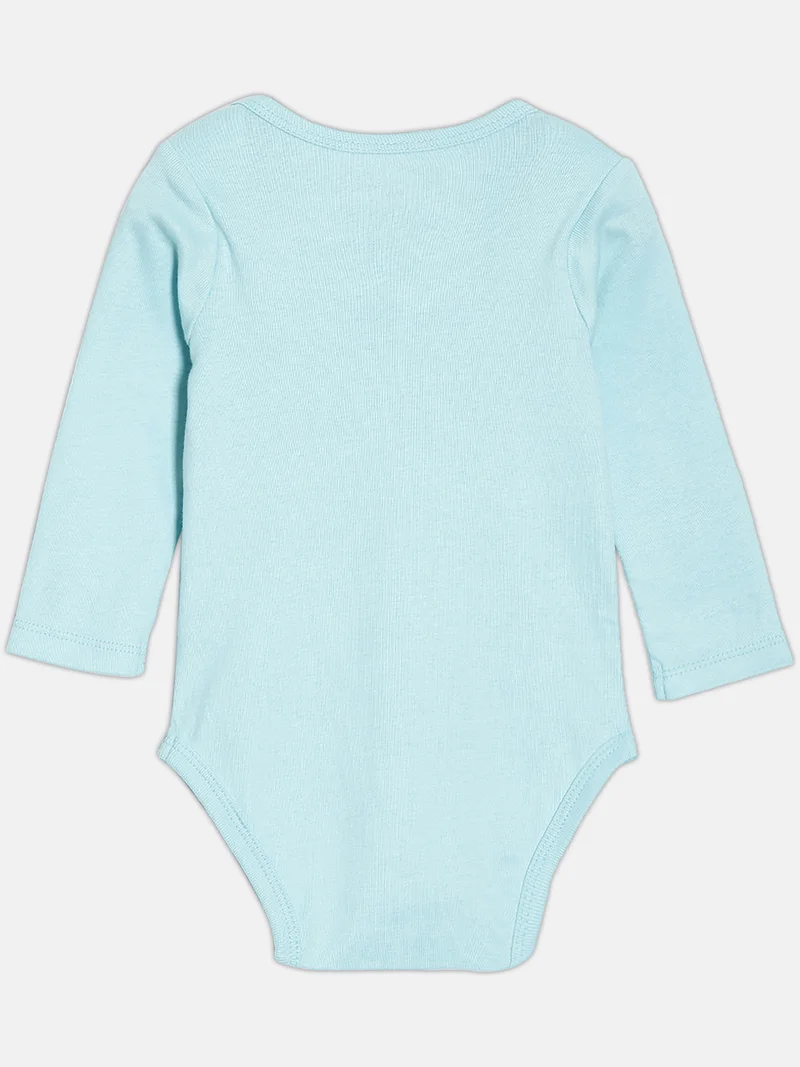Broon Broon Infant Boys Grey and Mint Green Printed Organic Cotton Full Sleeve Bodysuit