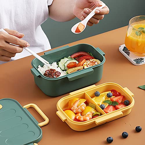 TEMSON Thermal Insulation Double Layer Lunch Boxes Reusable Freezer Safe 2 Layer Portion Snack Containers for Adults and Kids-1000ml(LB-8825) (Yellow) - Image 3