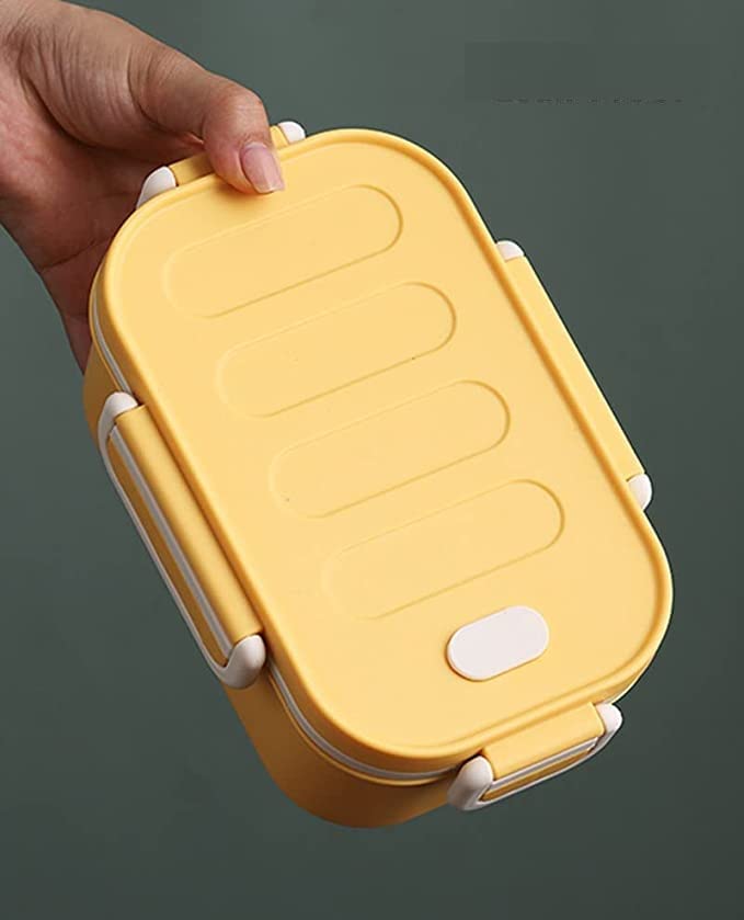 TEMSON Thermal Insulation Double Layer Lunch Boxes Reusable Freezer Safe 2 Layer Portion Snack Containers for Adults and Kids-1000ml(LB-8825) (Yellow) - Image 5