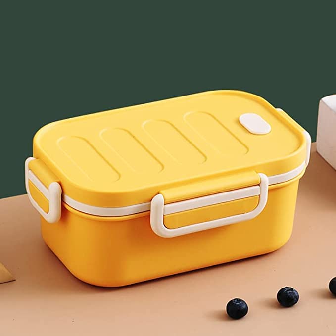 TEMSON Thermal Insulation Double Layer Lunch Boxes Reusable Freezer Safe 2 Layer Portion Snack Containers for Adults and Kids-1000ml(LB-8825) (Yellow) - Image 1