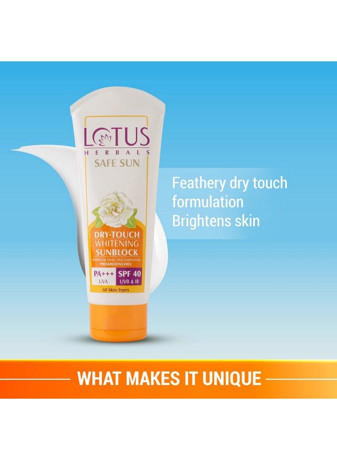 LOTUS HERBALS Lotus Herbals Safe Sun Dry-Touch Whitening Sunblock | Matte Texture | SPF 40 | PA+++ | Preservative Free | 50g  - Image 2