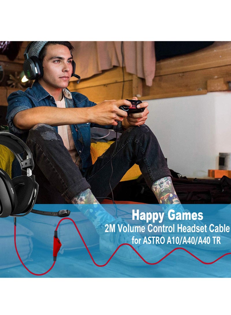 محول كابل لسماعة الألعاب Logitech Astro A10 مع تحكم في مستوى الصوت، متوافق مع سماعات A40/A40TR، طول 2 متر، أحمر، مثالي لوحدات تحكم Xbox One و PS4. - Image 2