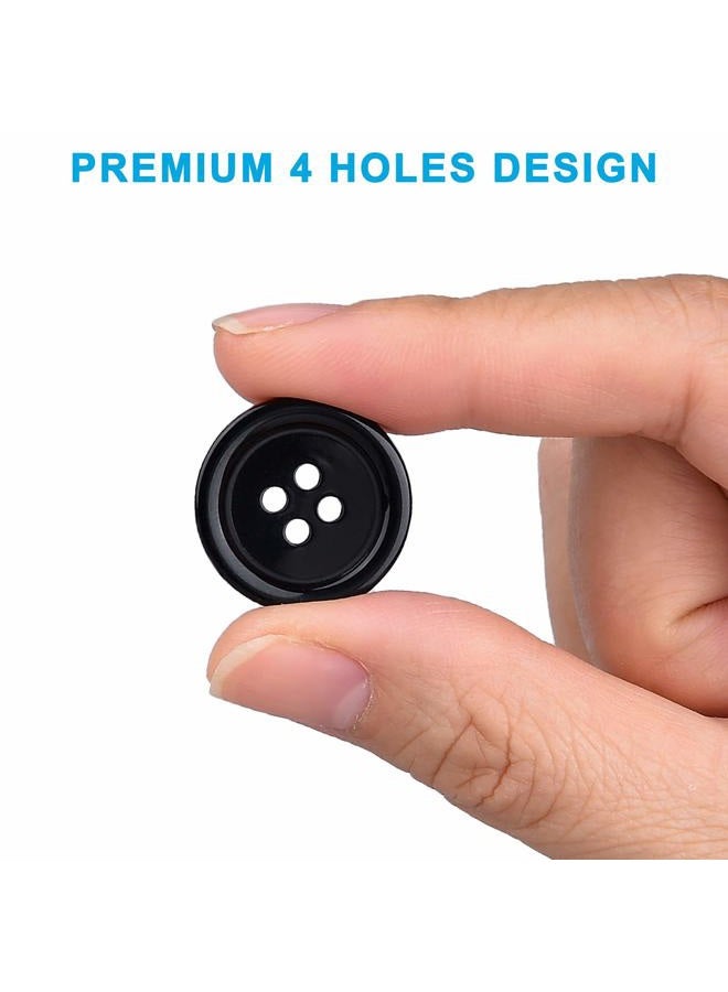 kidoom 100 Pcs Premium Mixed Resin Sewing Buttons, kidoom Eco-Friendly 4-Hole Craft Buttons, 5 Sizes of Black Buttons Suitable for Sewing, DIY and Holiday Decoration(Black & White) - Image 2