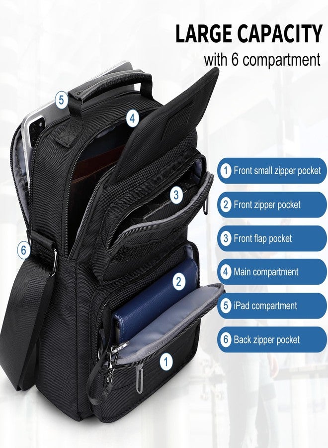 WITZMAN Crossbody Bag for Men Messenger Bag Lightweight Man Purse Small Nylon Casual Shoulder Bags for Work Travel, Black - Image 3