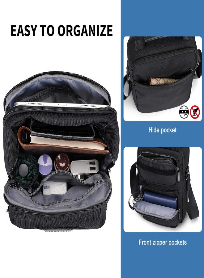 WITZMAN Crossbody Bag for Men Messenger Bag Lightweight Man Purse Small Nylon Casual Shoulder Bags for Work Travel, Black - Image 4