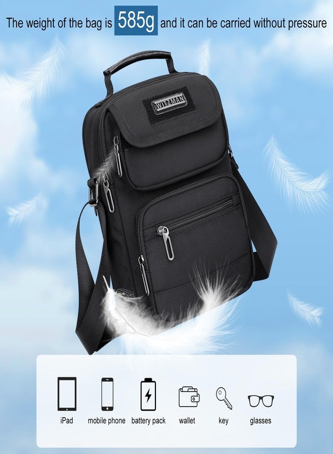 WITZMAN Crossbody Bag for Men Messenger Bag Lightweight Man Purse Small Nylon Casual Shoulder Bags for Work Travel, Black - Image 5
