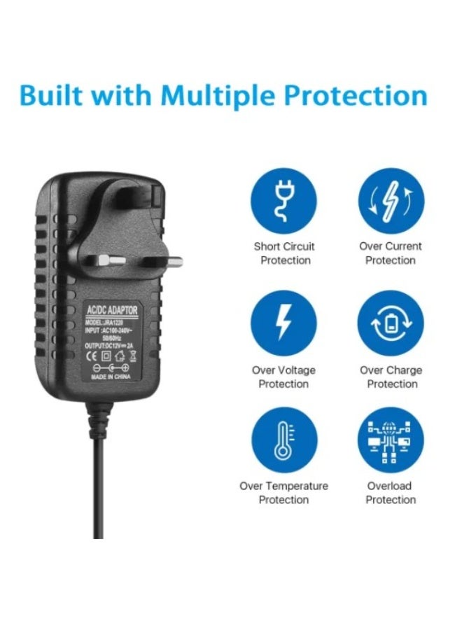 Haing محول طاقة بريطاني 12 فولت 2 أمبير، من تيار متردد 100-240 فولت إلى تيار مستمر 12 فولت - Image 1