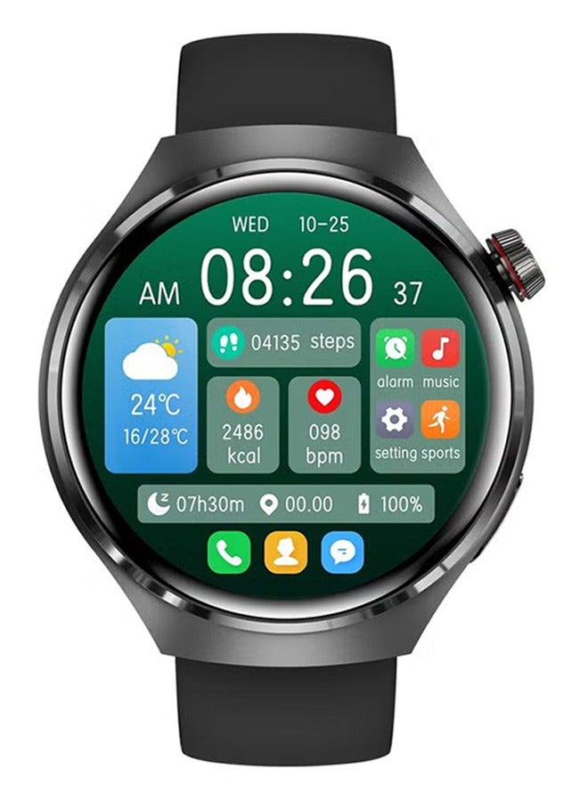 RollsTimi  Smart watch GT4PRO with Bluetooth call function (answering/making calls), fitness tracking watch with sleep monitoring function, suitable for iPhone/Android, IP68 waterproof, black tape - Image 1