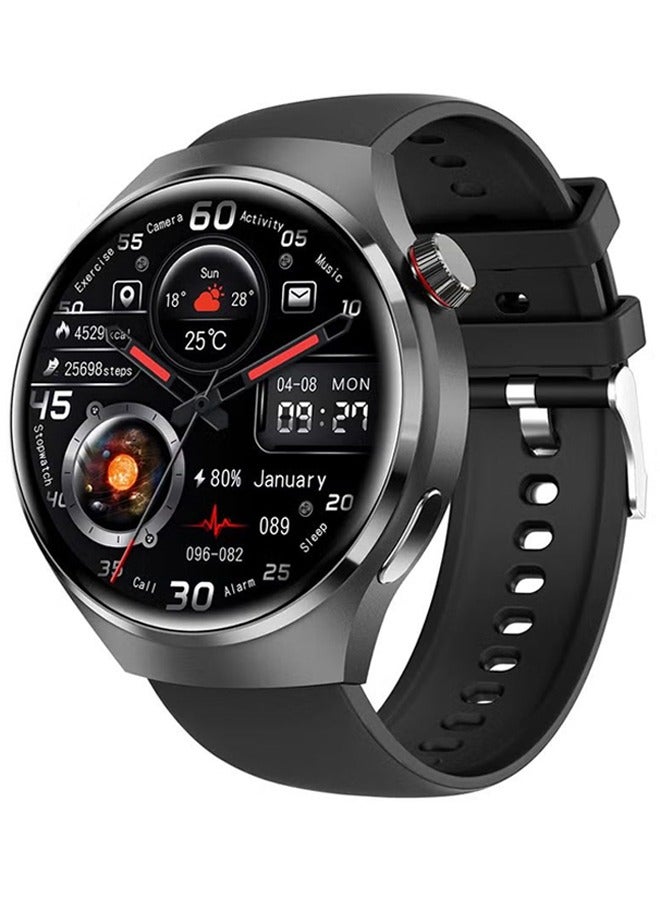 RollsTimi  Smart watch GT4PRO with Bluetooth call function (answering/making calls), fitness tracking watch with sleep monitoring function, suitable for iPhone/Android, IP68 waterproof, black tape - Image 3