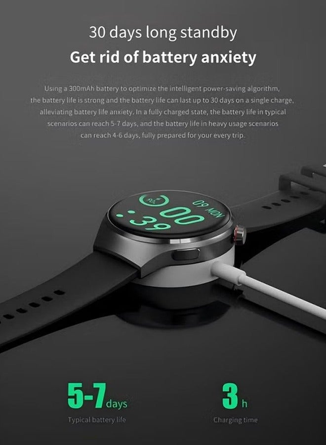 RollsTimi  Smart watch GT4PRO with Bluetooth call function (answering/making calls), fitness tracking watch with sleep monitoring function, suitable for iPhone/Android, IP68 waterproof, black tape - Image 5
