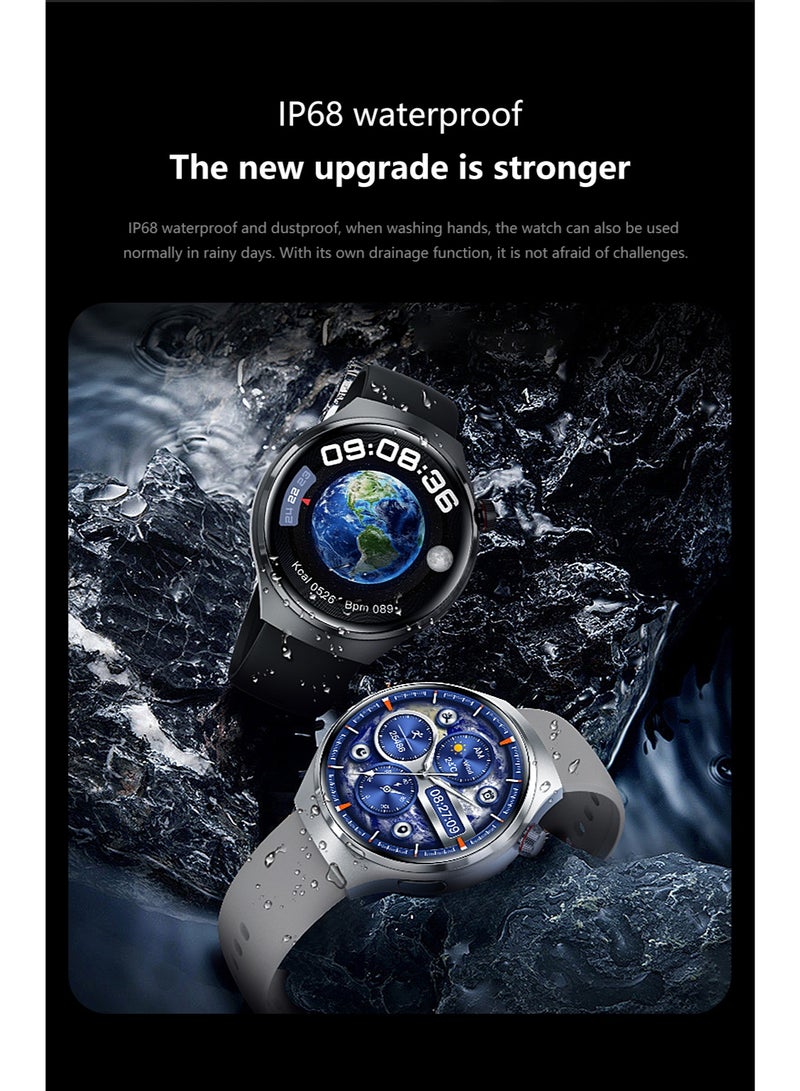 RollsTimi  Smart watch GT4PRO with Bluetooth call function (answering/making calls), fitness tracking watch with sleep monitoring function, suitable for iPhone/Android, IP68 waterproof, black tape - Image 5