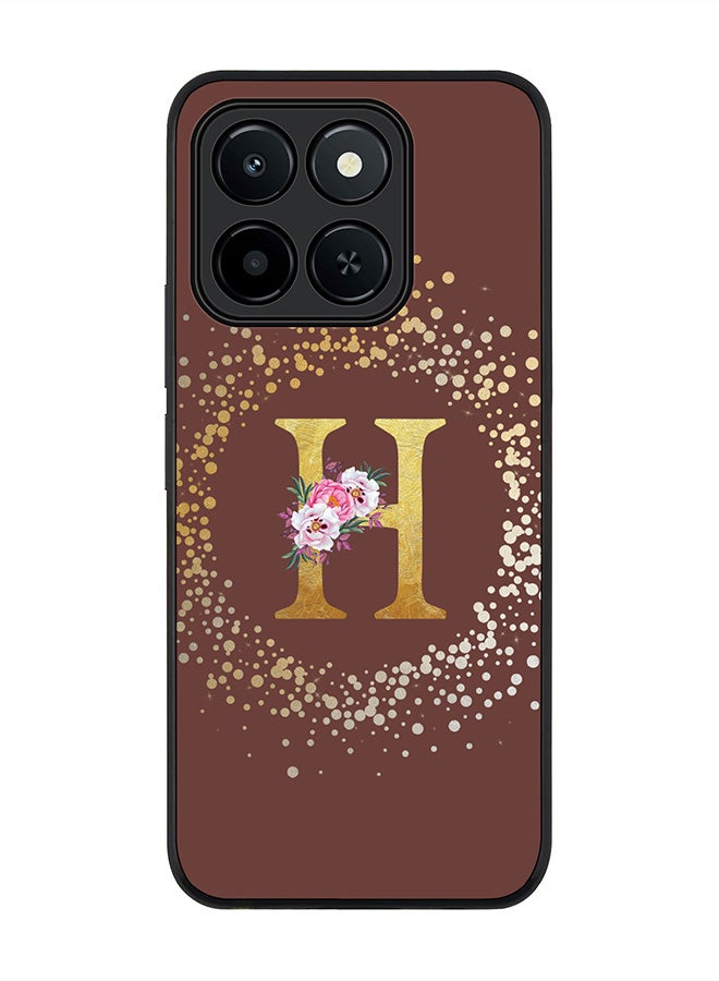 Stylizedd For Honor X6c Case,Slim fit Camera Protection, Shockproof Thin Phone cover  - Custom Monogram Floral - H  (Brown )