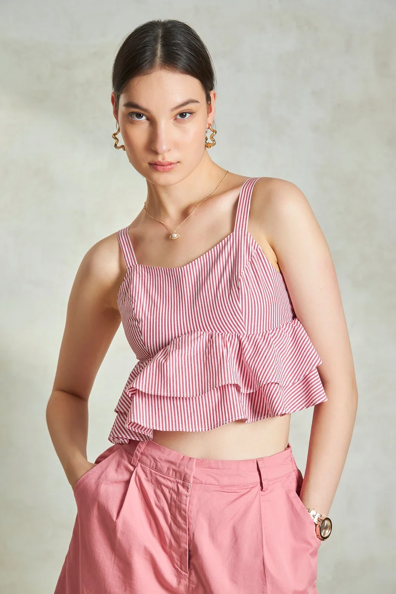 Virgio Cotton Tops Daywear With Frills for Women