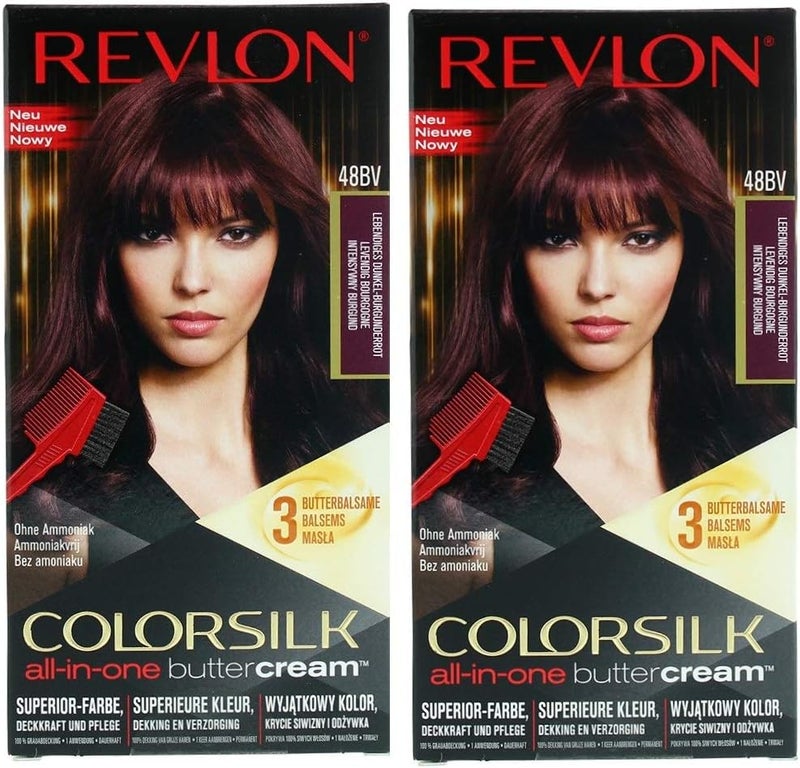 Revlon Luxurious Colorsilk Buttercream Vivid Colour Burgundy Hair Colour 2 PACK
