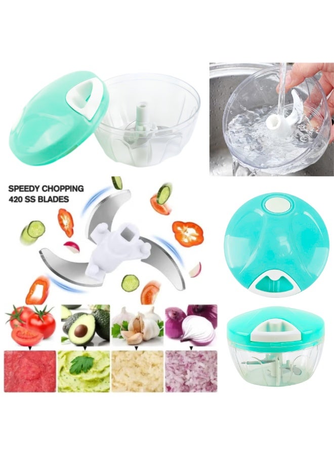 VIO Manual Handheld Food Chopper Powerful Speedy Quick Shredder Mincer Chopper for Vegetables Nuts Fruits Meat Handy Chopper Manual Food Chopper With Blades Hand Powered Onion Chopper Vegetable Cutter Pull Chopper For Kitchen Prep - Image 5