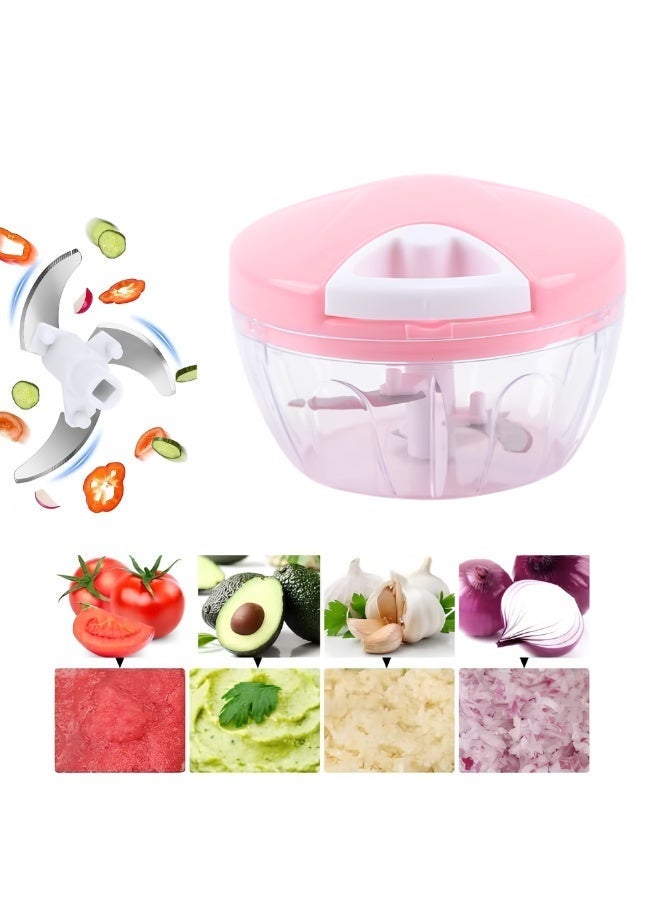 VIO Manual Handheld Food Chopper Powerful Speedy Quick Shredder Mincer Chopper for Vegetables Nuts Fruits Meat Handy Chopper Manual Food Chopper With Blades Hand Powered Onion Chopper Vegetable Cutter Pull Chopper For Kitchen Prep - Image 2