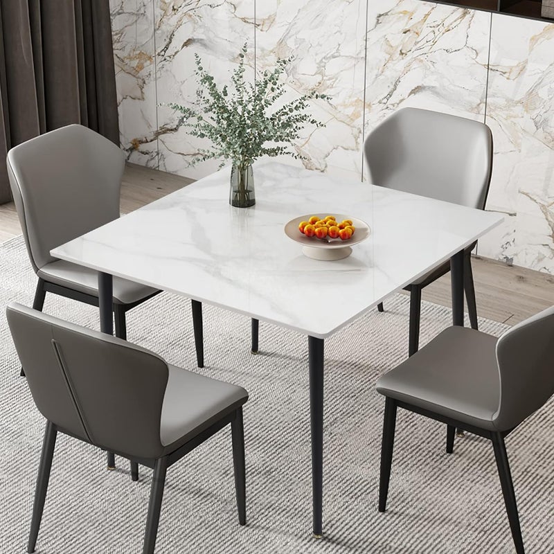 WISFOR Kitchen Dining Table Square: Marble Kitchen Tables 80 CM White 4-Seat Breakfast Tables with Sintered Stone Top Modern Dining Table for Dining Room Restaurant (Chair not Included) - Image 5