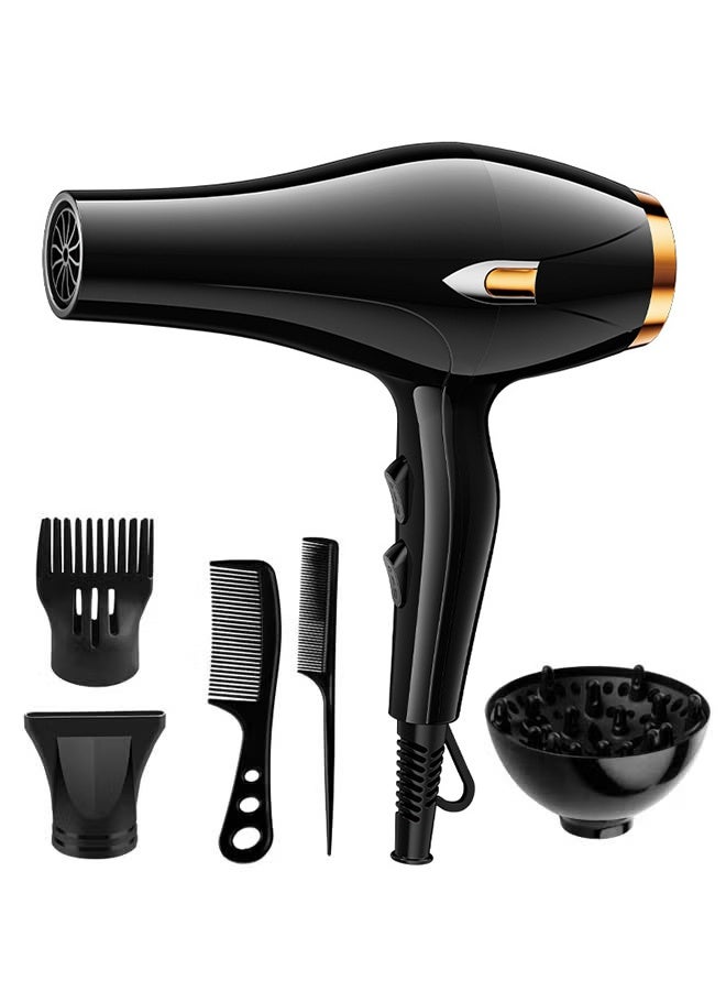 Bolivia's 6-in-1 Ionic Hair Dryer, Salon Professional Blow Dryer 2200W AC Motor Fast Drying with 2 Speed, 3 Heat Setting, with Diffuser, Nozzle, Concentrator Comb for Curly and Straight Hair，comb - Image 1