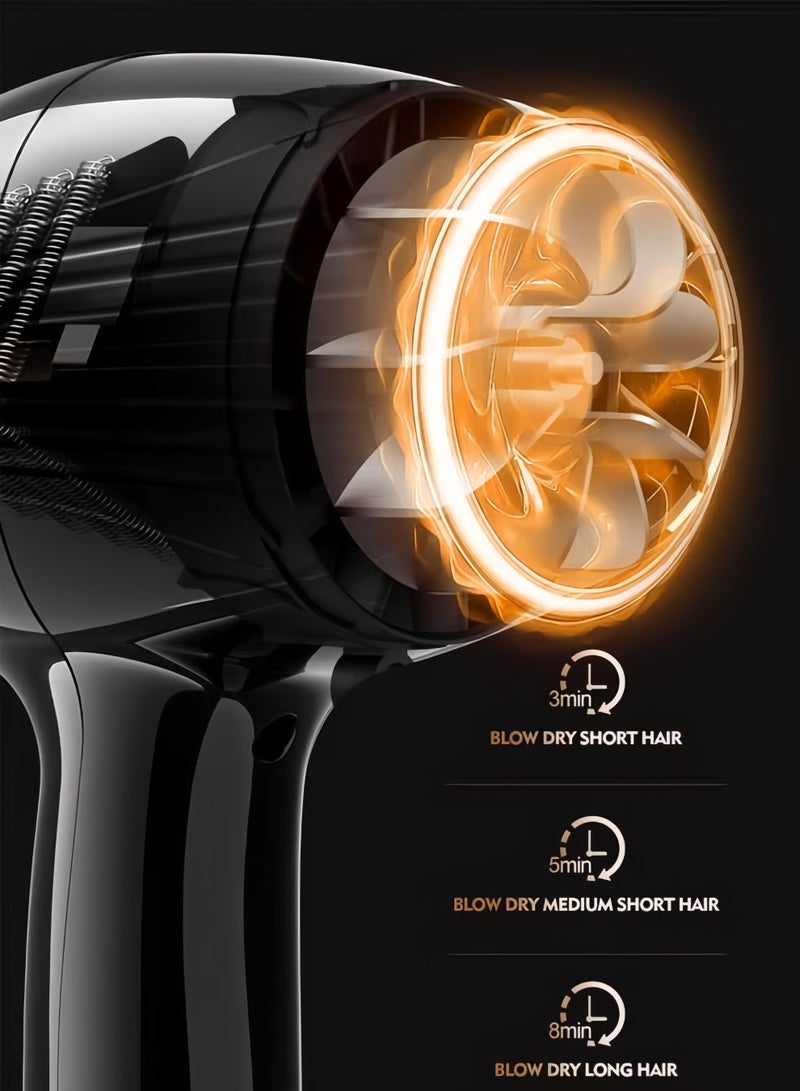 Bolivia's 6-in-1 Ionic Hair Dryer, Salon Professional Blow Dryer 2200W AC Motor Fast Drying with 2 Speed, 3 Heat Setting, with Diffuser, Nozzle, Concentrator Comb for Curly and Straight Hair，comb - Image 3