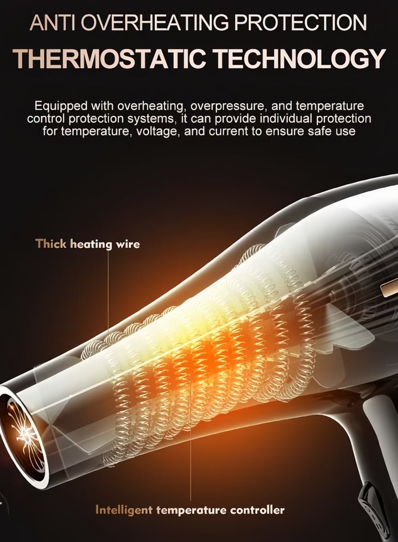 Bolivia's 6-in-1 Ionic Hair Dryer, Salon Professional Blow Dryer 2200W AC Motor Fast Drying with 2 Speed, 3 Heat Setting, with Diffuser, Nozzle, Concentrator Comb for Curly and Straight Hair，comb - Image 5