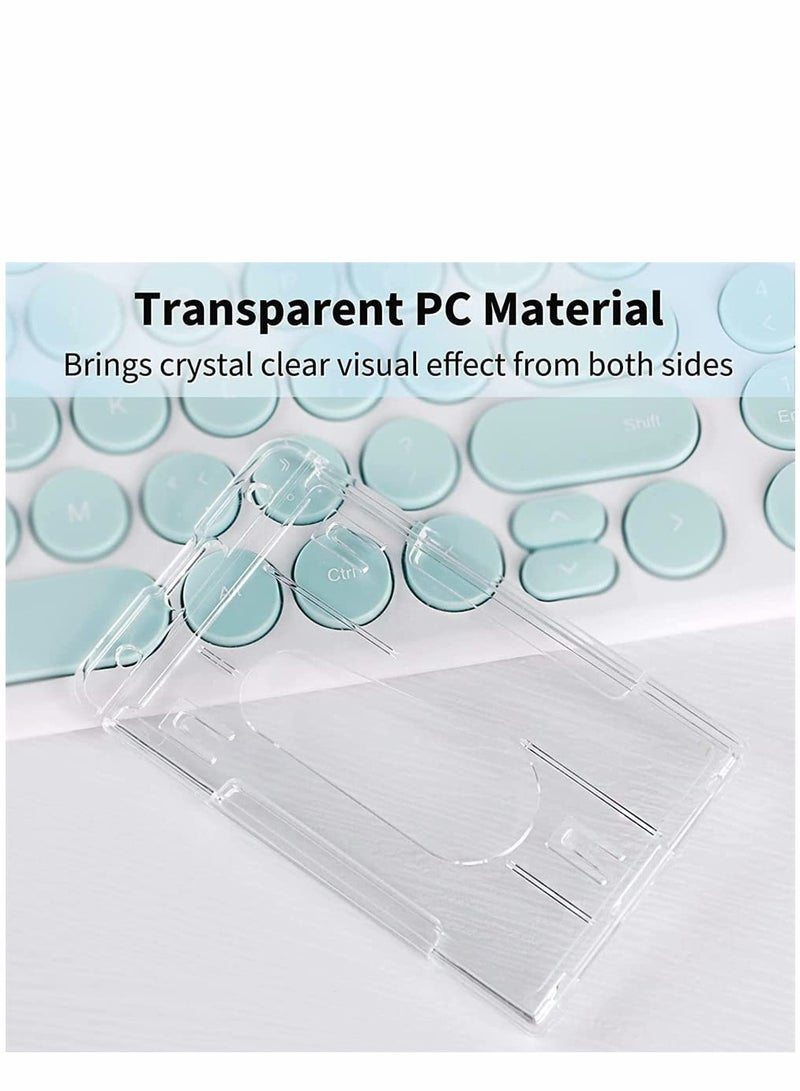 KASTWAVE Card Protector, Vertical 2 Card Badge Holder Transparent Plastic ID Credit Card Protector with Thumb Slot, Rigid PC Transparent Material, 2 Pack - Image 3