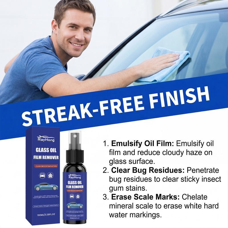 RAYHONG Glass Oil Film Remover – Car Windshield and Window Stain & Watermark Remover, Rain-Repellent  Cleaner - Image 3