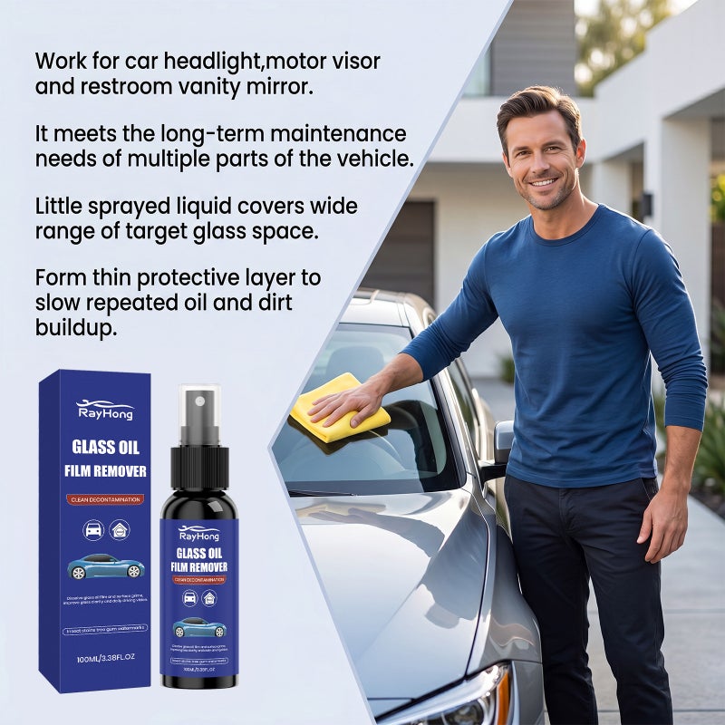 RAYHONG Glass Oil Film Remover – Car Windshield and Window Stain & Watermark Remover, Rain-Repellent  Cleaner - Image 5