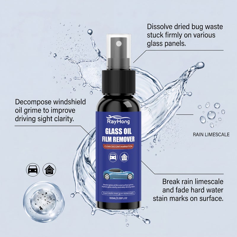 RAYHONG Glass Oil Film Remover – Car Windshield and Window Stain & Watermark Remover, Rain-Repellent  Cleaner - Image 4