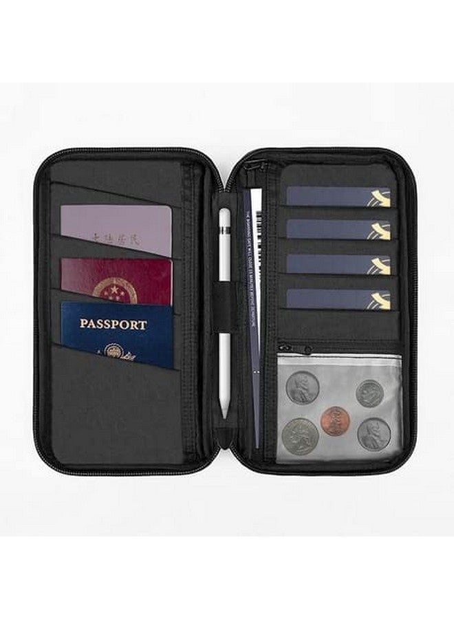 Being One Wiwu Family Passport Holder & Travel Wallet Rfid Blocking Ticket Holder Document Organizer Bag With Zipper Unisex Polyester Passport Holder,Black - Image 4
