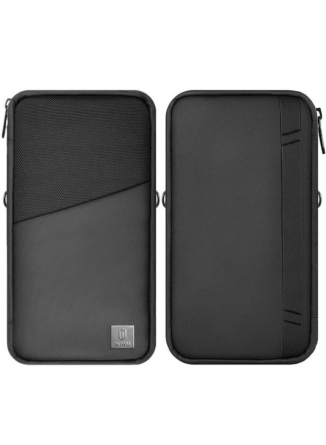 Being One Wiwu Family Passport Holder & Travel Wallet Rfid Blocking Ticket Holder Document Organizer Bag With Zipper Unisex Polyester Passport Holder,Black - Image 2
