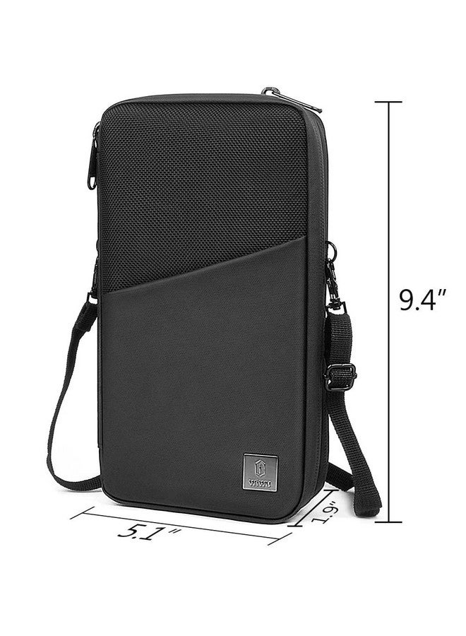 Being One Wiwu Family Passport Holder & Travel Wallet Rfid Blocking Ticket Holder Document Organizer Bag With Zipper Unisex Polyester Passport Holder,Black - Image 3