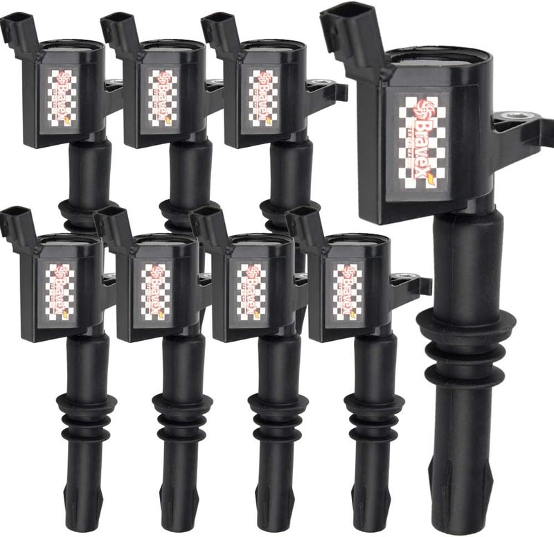 Bravex 8 Pack Straight Boot Ignition Coils for Ford Lincoln Mercury V8 V10 - Image 1