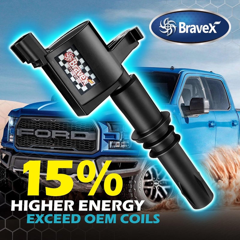 Bravex 8 Pack Straight Boot Ignition Coils for Ford Lincoln Mercury V8 V10 - Image 2