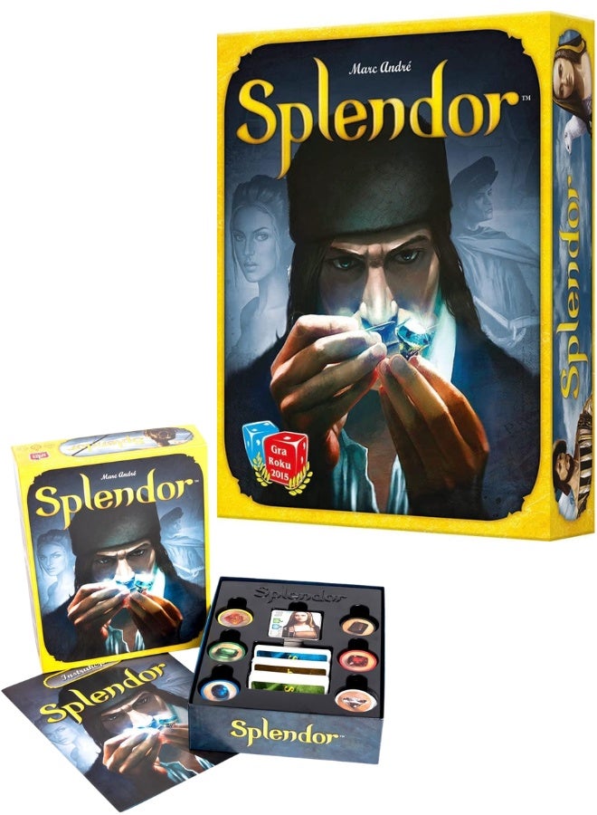 Splendor Board Game Original Strategy Tabletop Card Game for Family and Adults – Renaissance Gem Trading Engine Building Game – Economic Resource Management and Strategy Game – 2 to 4 Players Ages 10+ – 30 Minutes Playtime – Competitive Family Board Game with Noble Tiles and Gem Tokens – Easy to Learn Strategic Card Game by Space Cowboys - Image 1