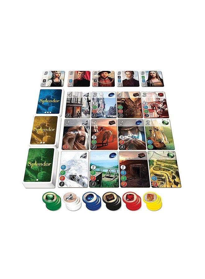 Splendor Board Game Original Strategy Tabletop Card Game for Family and Adults – Renaissance Gem Trading Engine Building Game – Economic Resource Management and Strategy Game – 2 to 4 Players Ages 10+ – 30 Minutes Playtime – Competitive Family Board Game with Noble Tiles and Gem Tokens – Easy to Learn Strategic Card Game by Space Cowboys - Image 2