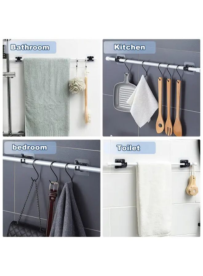 6 Pcs Black Self Adhesive Curtain Rod Brackets No Drill Heavy Duty Adjustable Hooks - Image 4