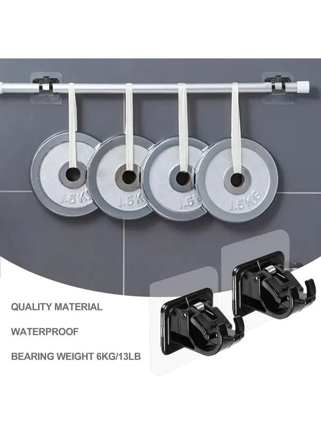 6 Pcs Black Self Adhesive Curtain Rod Brackets No Drill Heavy Duty Adjustable Hooks - Image 5