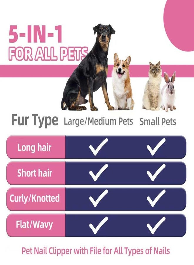 KUEIOX Dog Brush for Shedding,6 PCS in One Pet Slicker Hair Brush Kit Organizer Bag - Dog Cat Grooming Deshedding Undercoat Rake Brush Comb for All Small Large Dogs Cats Pink - Image 2