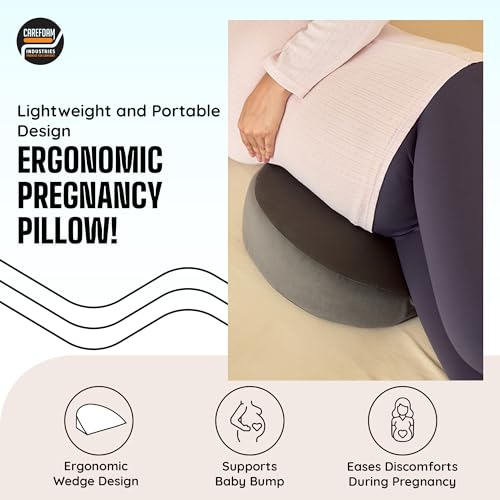 CareFoam Memory Foam Pregnancy Wedge Pillow – Maternity Support Pillow for Belly & Back | Soft Support for Baby Bump | Comfortable Sleeping Aid for Pregnant Women | Grey - Image 4