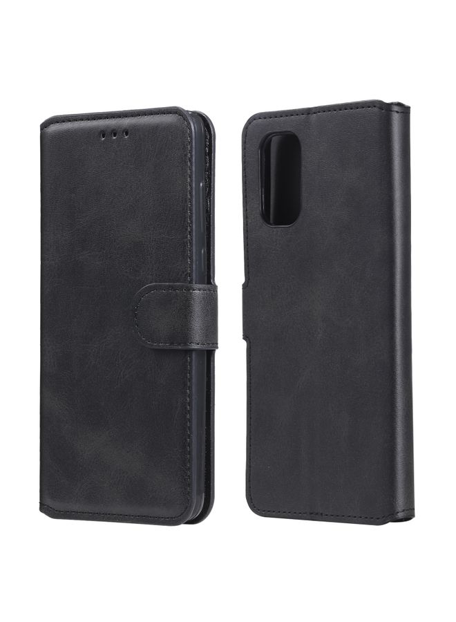 HuHa Case Cover For Realme 7 5G / Realme V5 Classic Calf Texture PU + TPU Horizontal Flip Leather Case, with Holder & Card Slots & Wallet Black