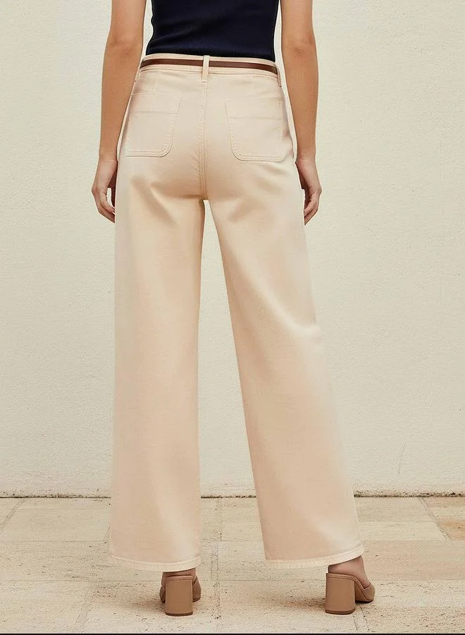 Splash FAV BEIGE Jeans with Patch Pockets Cotton for Women | Best Price UAE