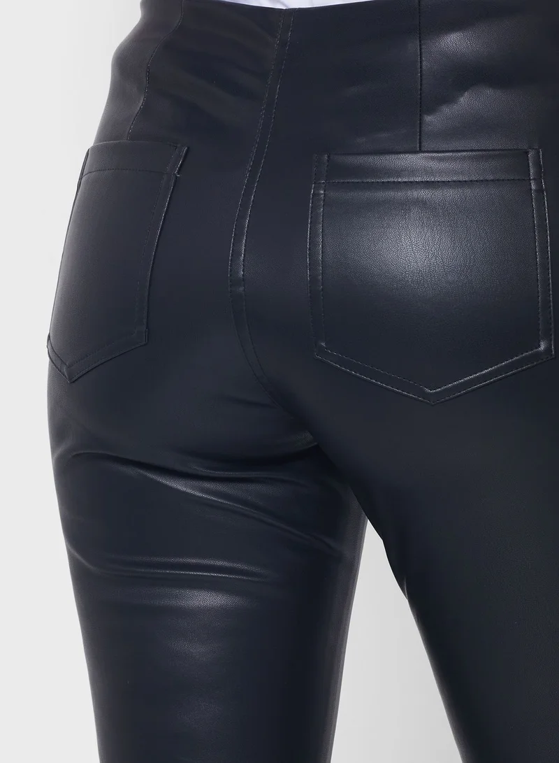 Topshop Petite Zip Front Skinny Flare With Split Hem