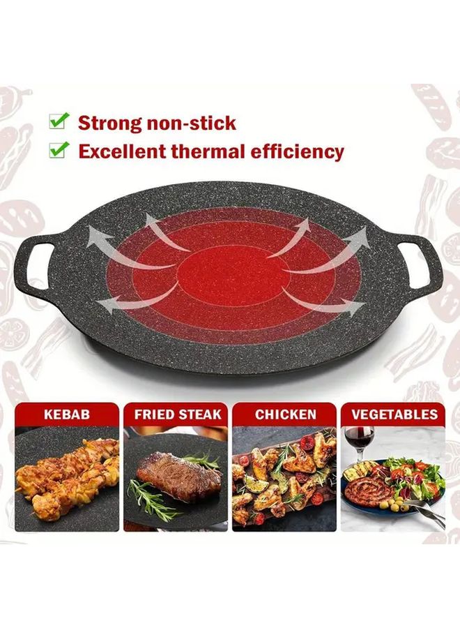 Cast Iron Grill Pan For BBQ Non Stick Korean Barbecue Plate With Integrated Handles Hand Wash Only Suitable For Gas Open Fire Home And Outdoor Cooking Multipurpose With 6 Layer Coating 11 81 Inch - Image 4