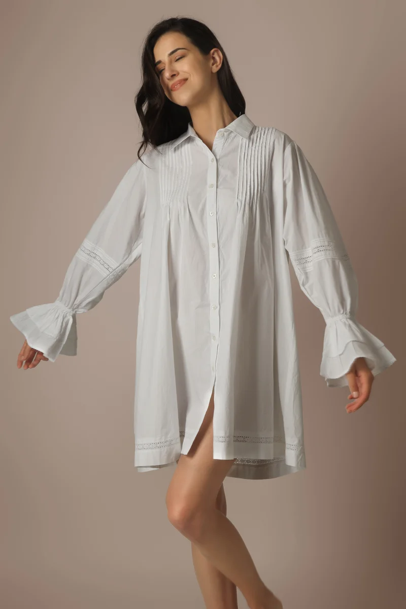 After Dark Emma, White Poplin Nightshirt vintage